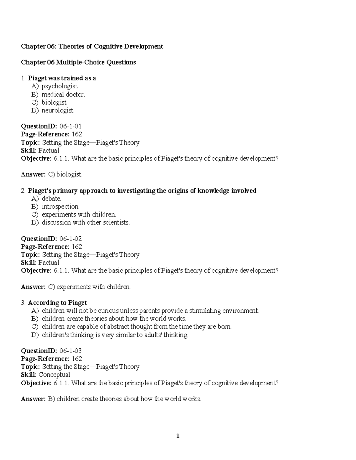 Chapter 06-Theories of Cognitive Development - Chapter 06: Theories of ...