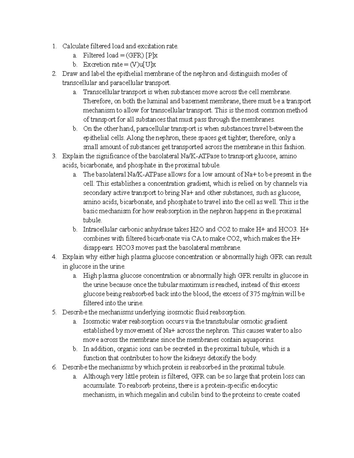 Physio Week 8 Lectures Calculate filtered load and excitation rate. a