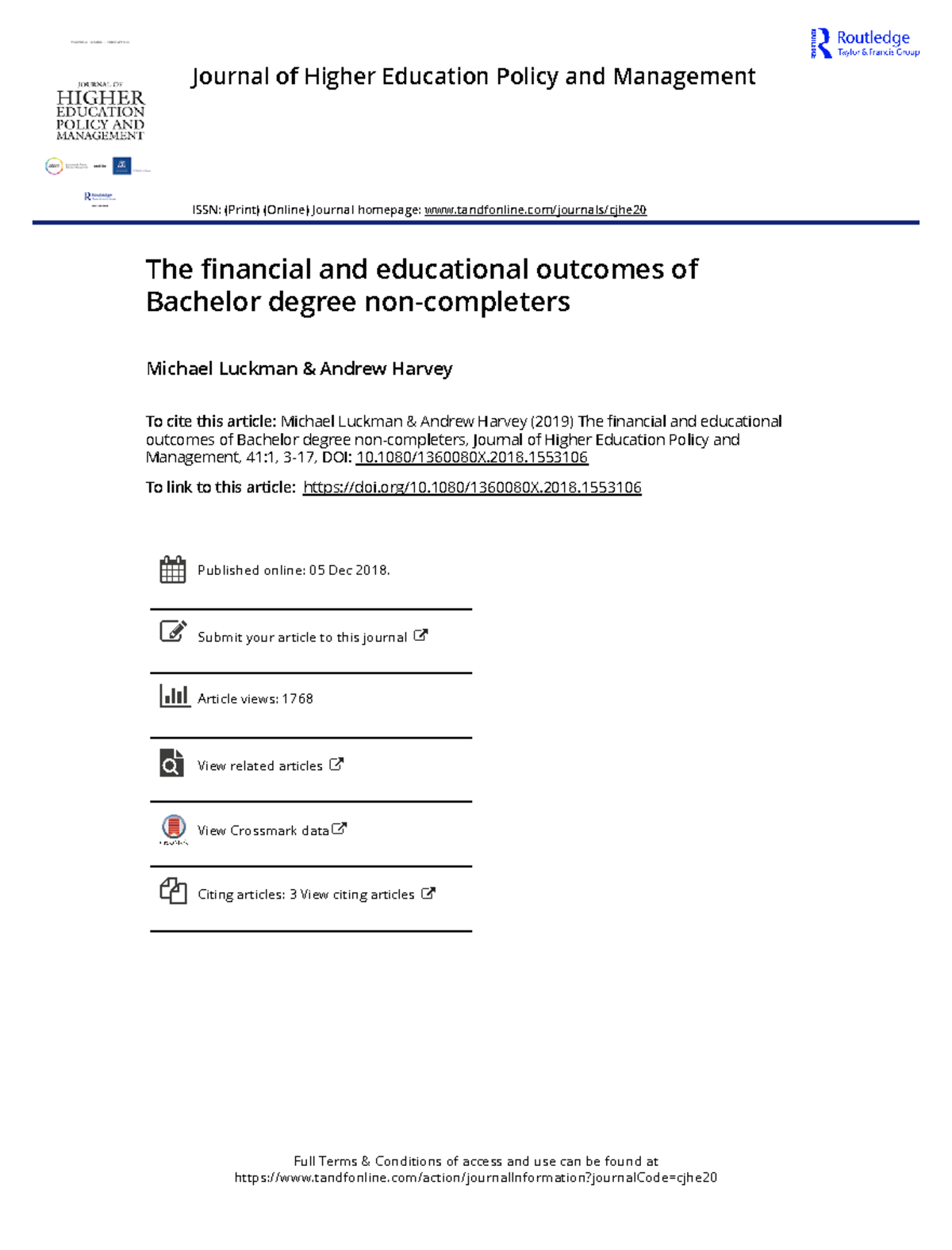 The Financial And Educational Outcomes Of Bachelor Degree Non ...