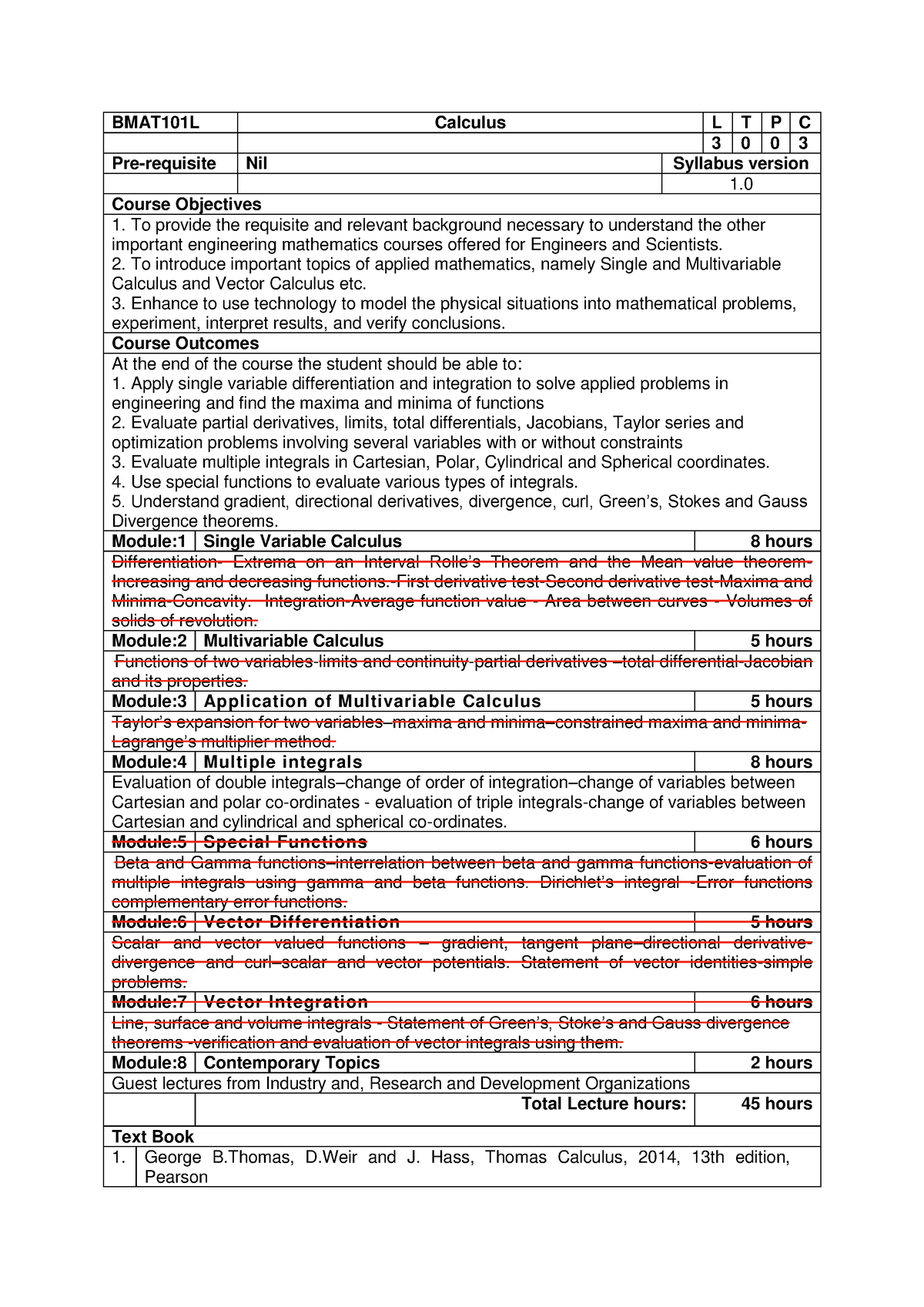 BMAT101L Calculus TH 1.0 67 BMAT101L Calculus - BMAT101L Calculus L T P ...