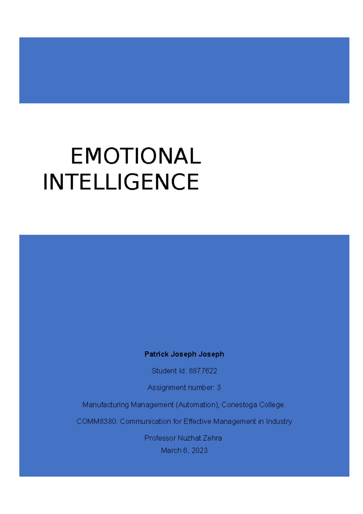 Communication 3 Patrick Joseph Joseph Student Id 8877622 Assignment