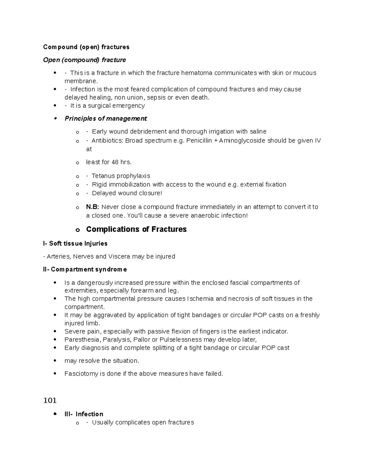 Surgery notes 9 Compound (open) fractures Open fracture