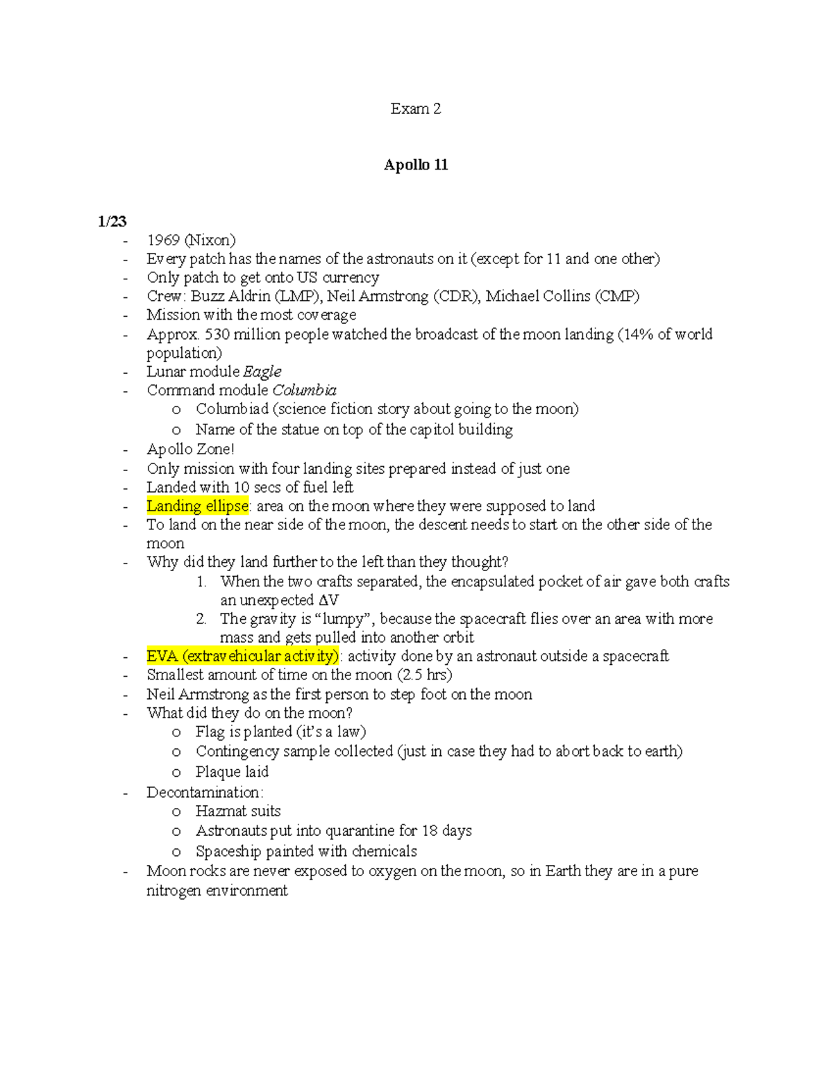 notes before exam 2 - Exam 2 Apollo 11 1/ 1969 (Nixon) Every patch has ...