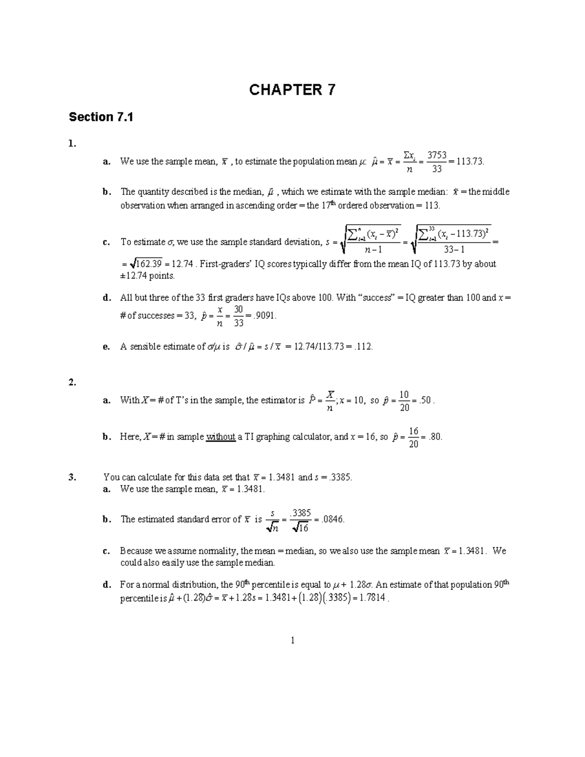 Chapter 7 - Modern Mathematical Statistics With Applications - CHAPTER ...