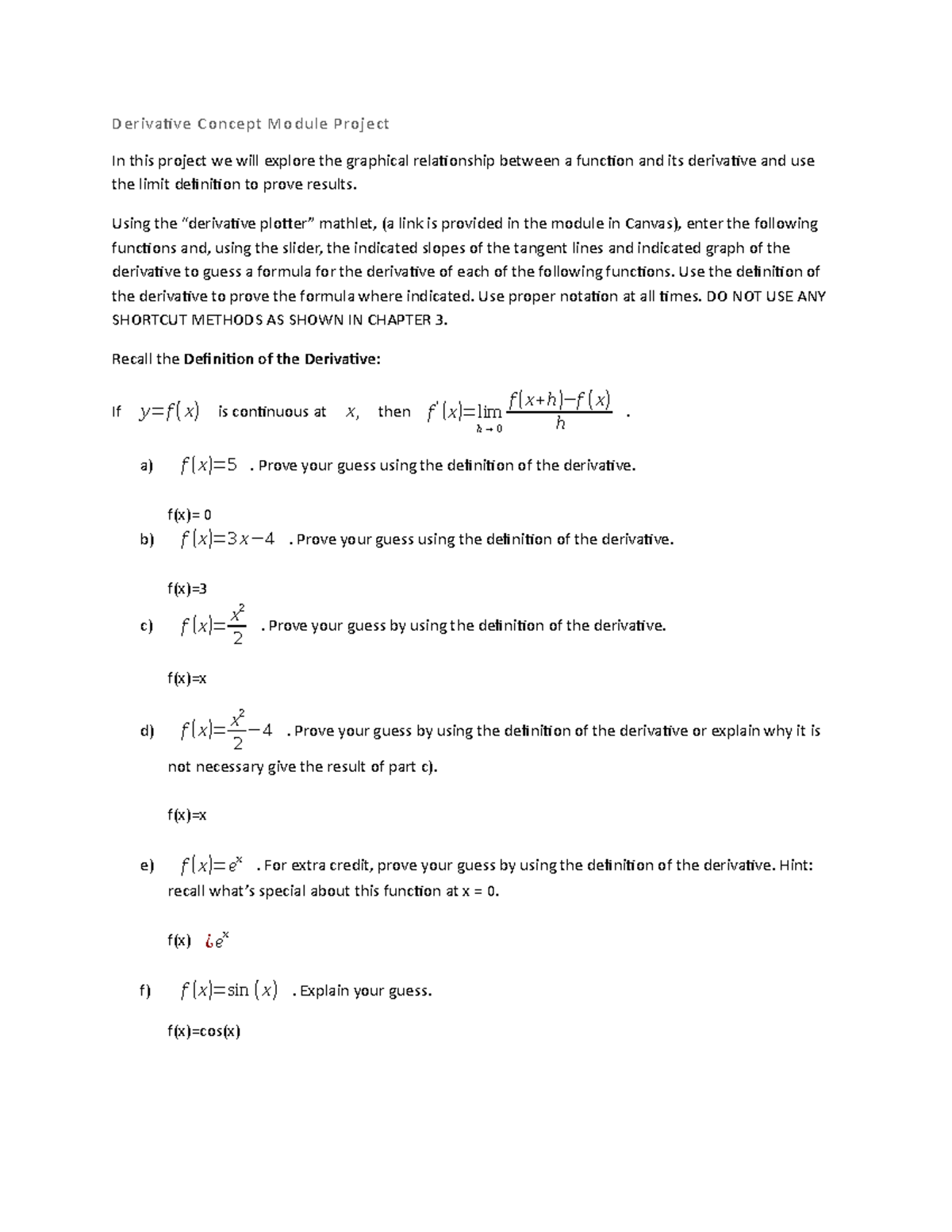 Derivative Concept Module Project - Derivati ve Concept Module Project ...