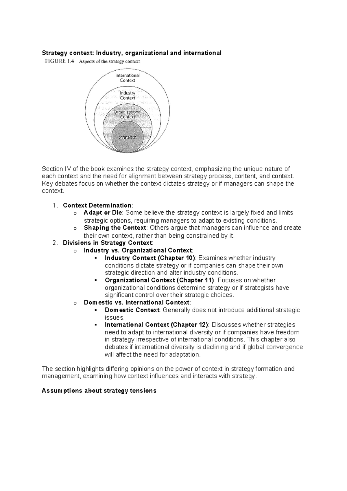 Strategy Management Chapter 1 Notes Summary - Strategy context ...