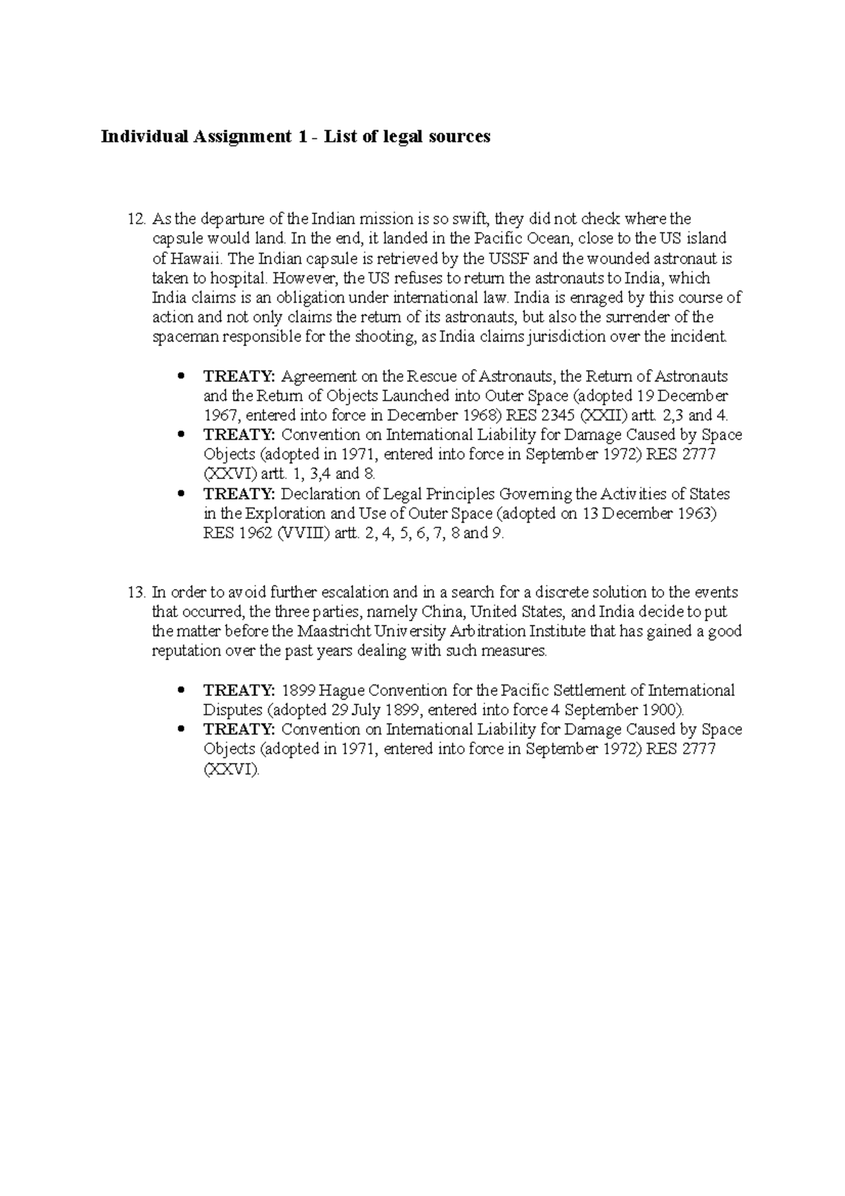 Individual Assignment 1 List of legal sources In the end, it landed