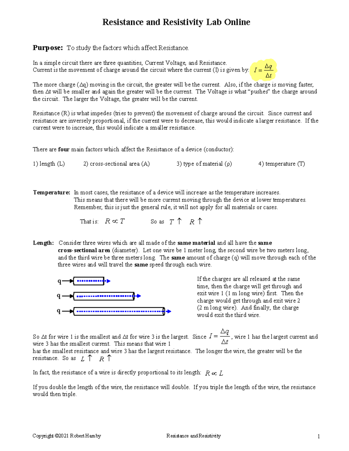 Fall22 Resistance And Resistivity Lab Online Edited 8 - Q Q Q T Q I T Q ...