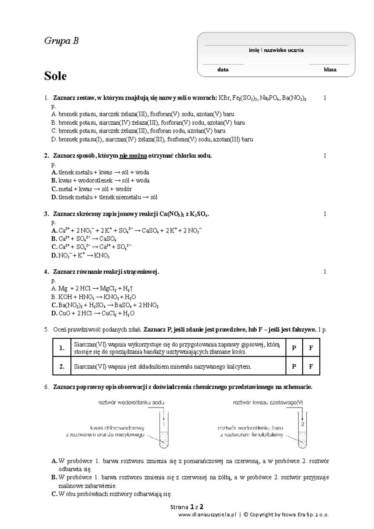 Sprawdzian Sole Klasa 8 Odpowiedzi www.studocu.com