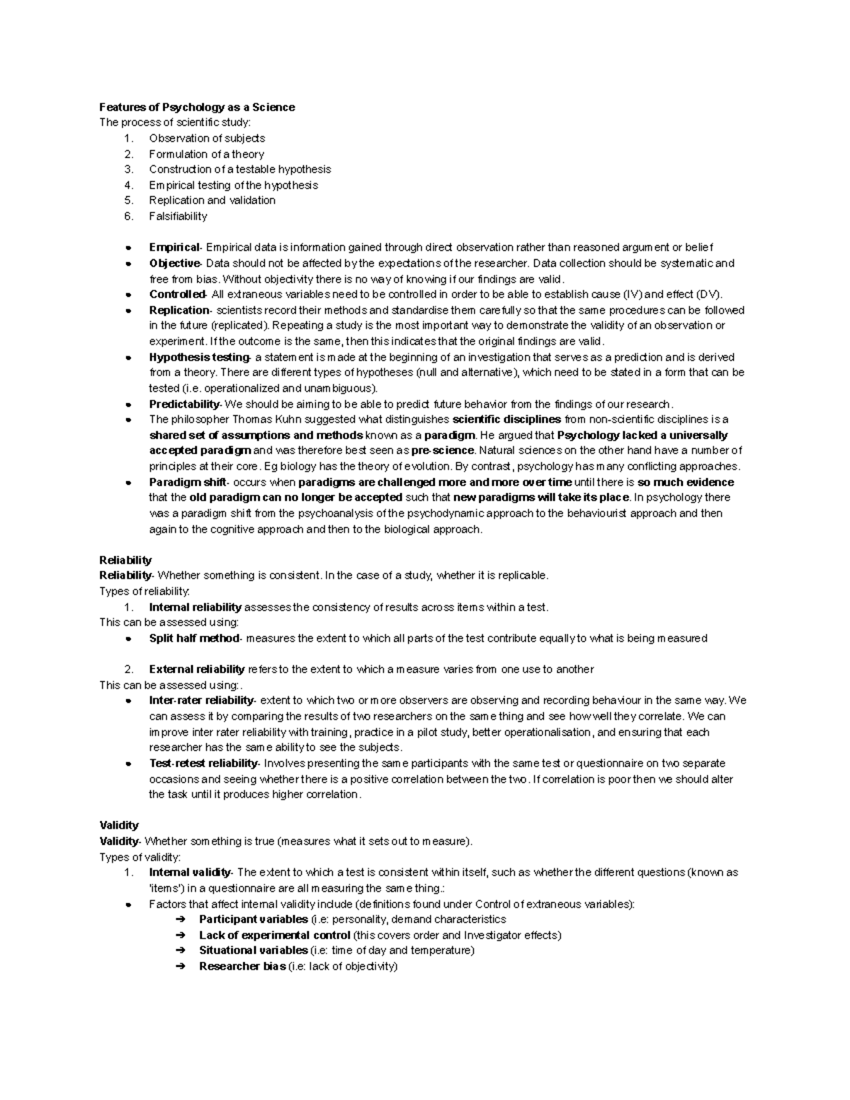 7 Research methods - Noted - Features of Psychology as a Science The ...