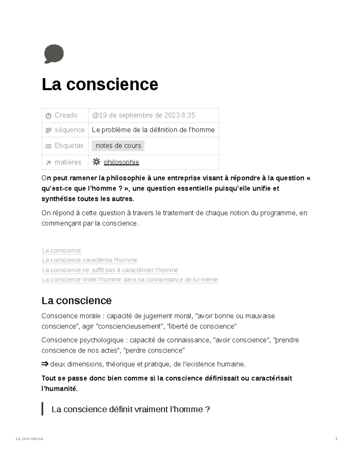 la conscience dissertation philosophie