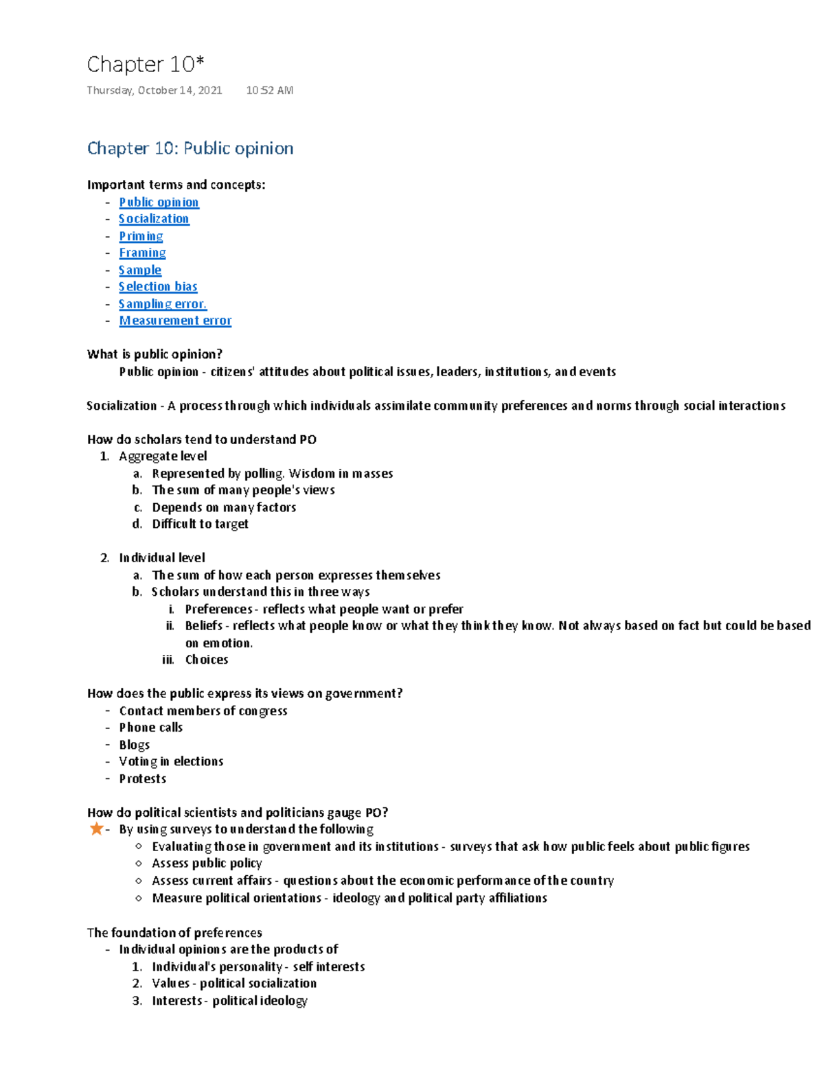 Pols 2305 Ch10 American Government Lecture Notes And Important