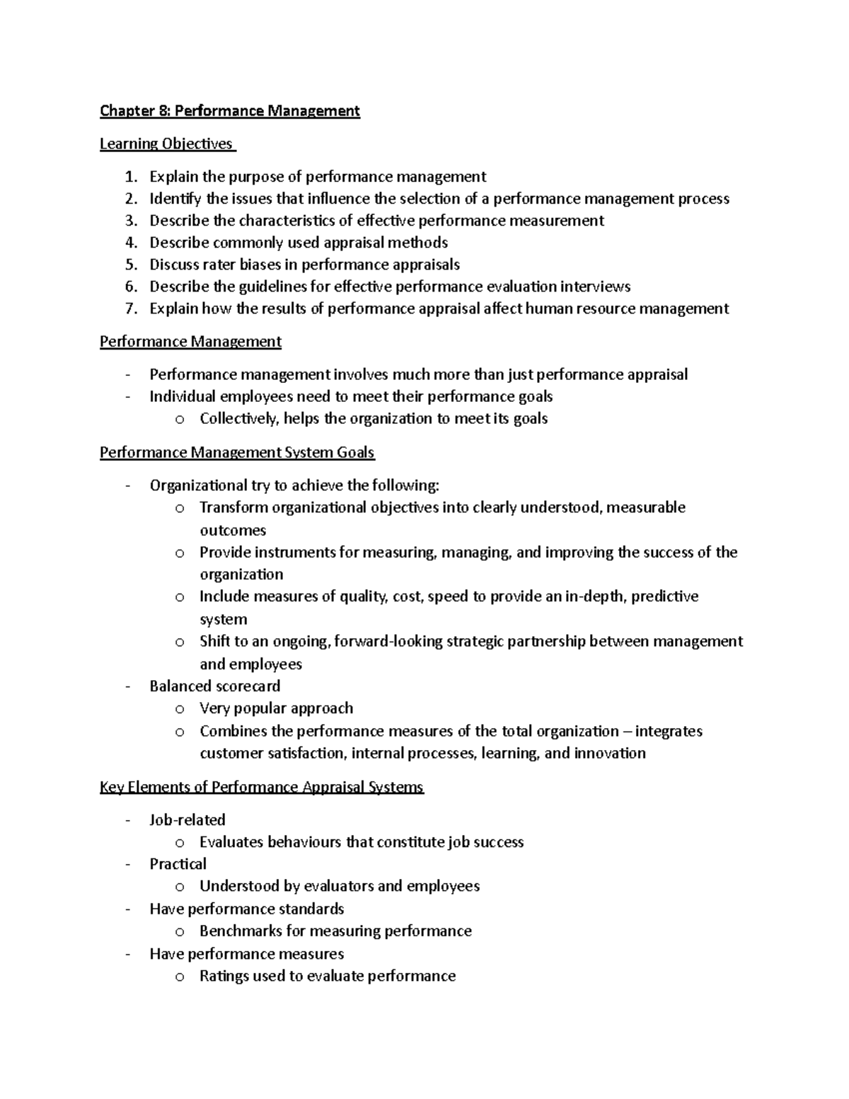 Lecture 16 Notes On Chapter 8 - Chapter 8: Performance Management ...