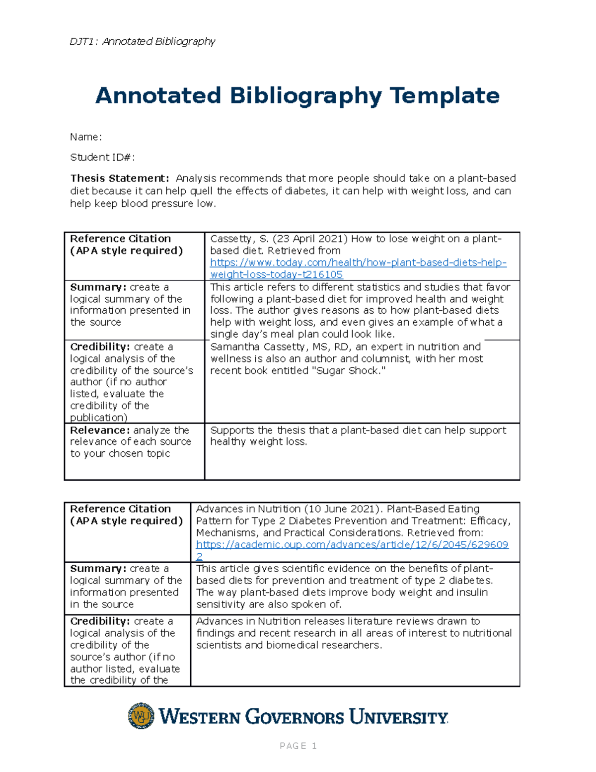 Annotated Bibliography Template - Annotated Bibliography Template Name ...