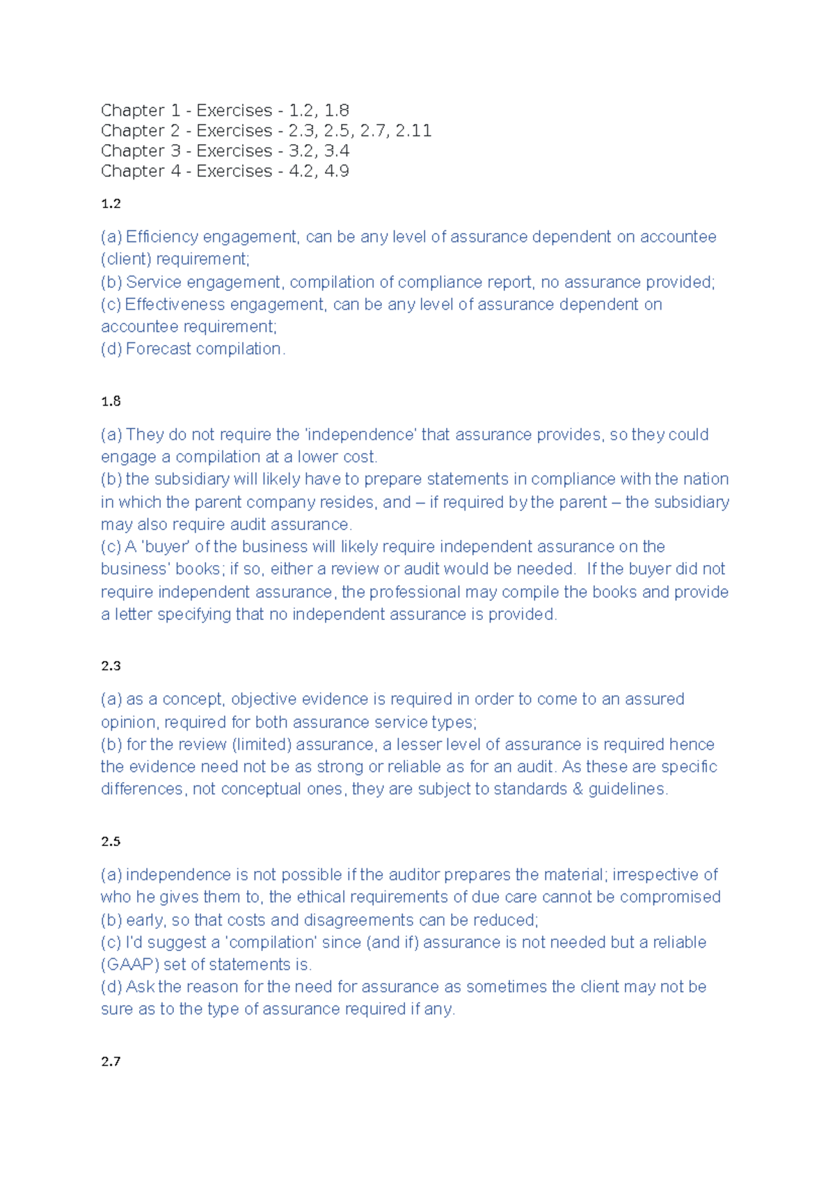 Session 1 Chapters 1 and 2 - Chapter 1 - Exercises - 1, 1. Chapter 2 ...