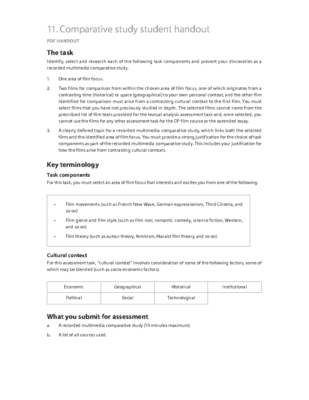 Comparative Study Handout - 11. Comparative study student handout PDF ...
