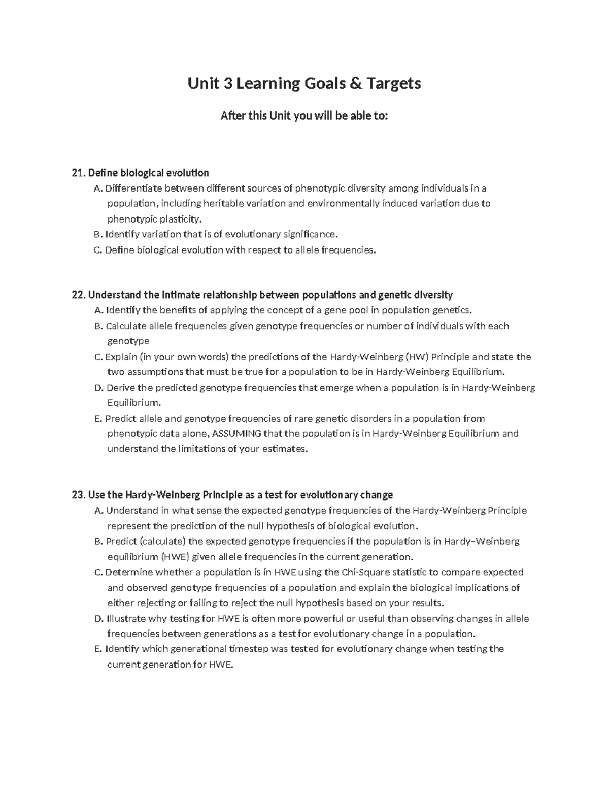 Unit 3 Learning Goals - n/a - Unit 3 Learning Goals & Targets After ...