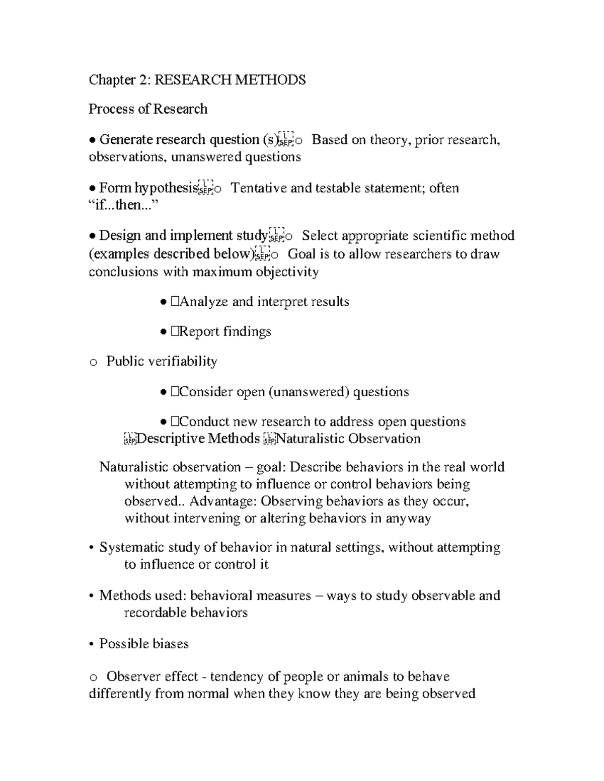 Psych Ch. 2 Notes - Chapter 2: RESEARCH METHODS Process Of Research ...