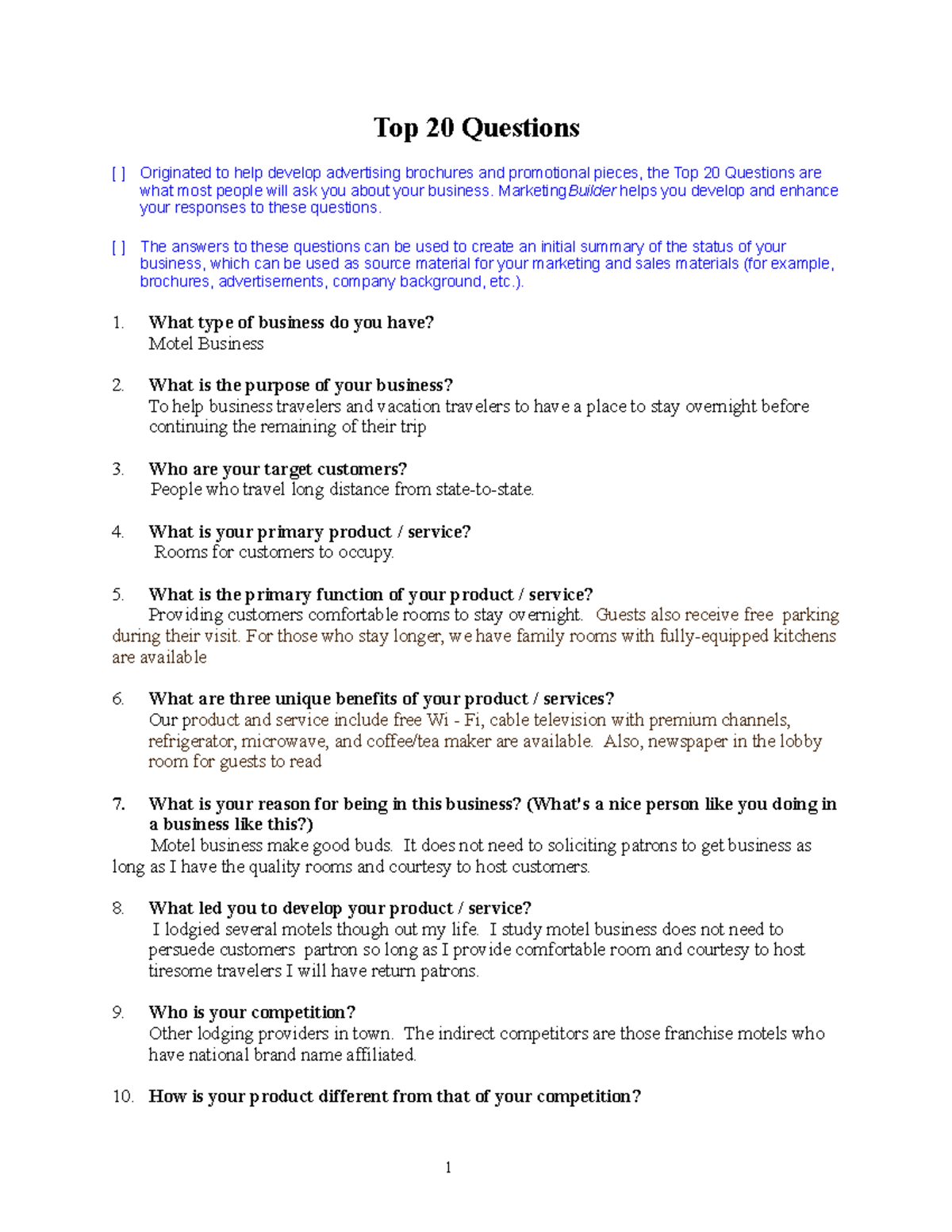 BA 499 Top20Questions Helpful guide Top 20 Questions [ ] Originated to help develop