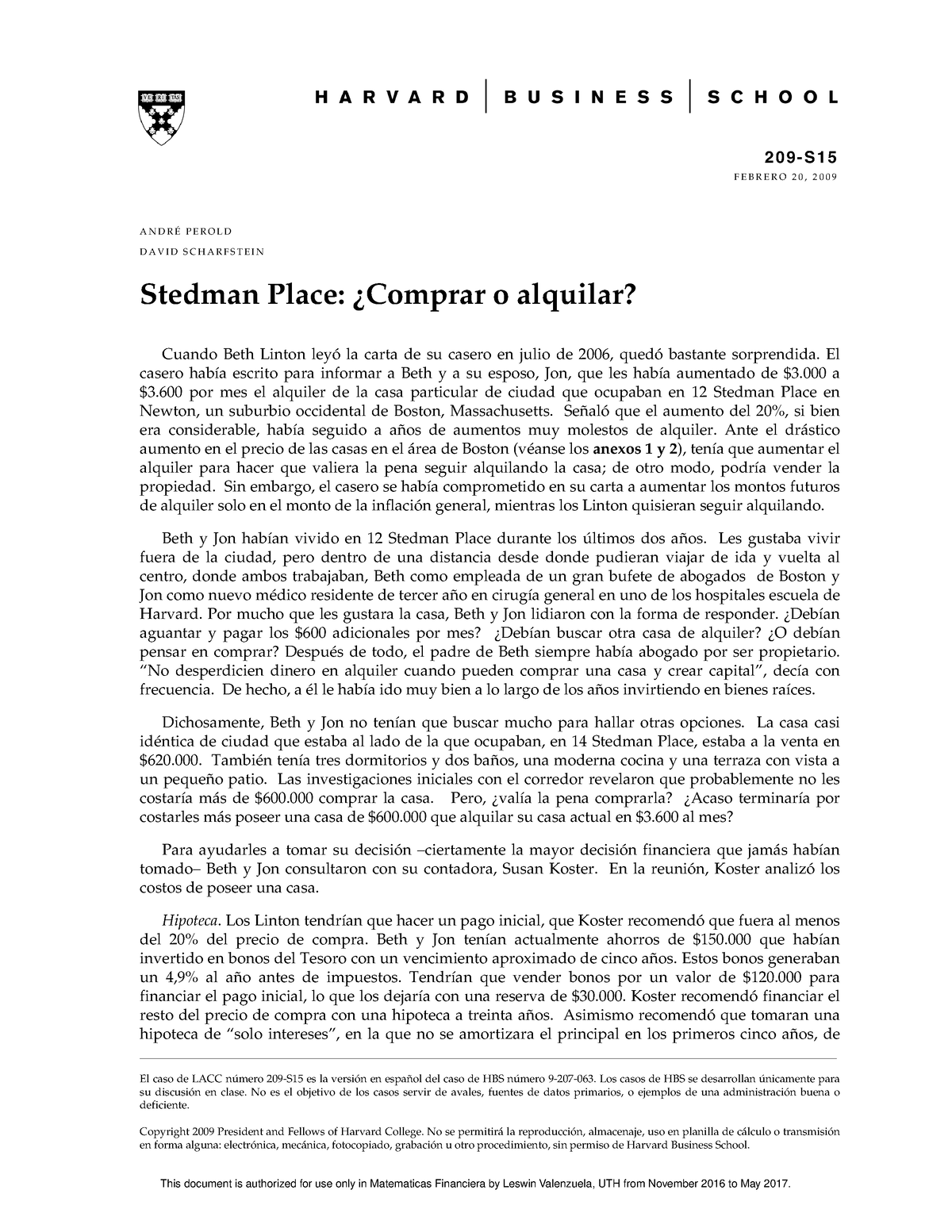 Caso-2 - Caso - 2 0 9 - S 1 5 F E B R E R O 2 0 , 2 0 0 9 El Caso De ...