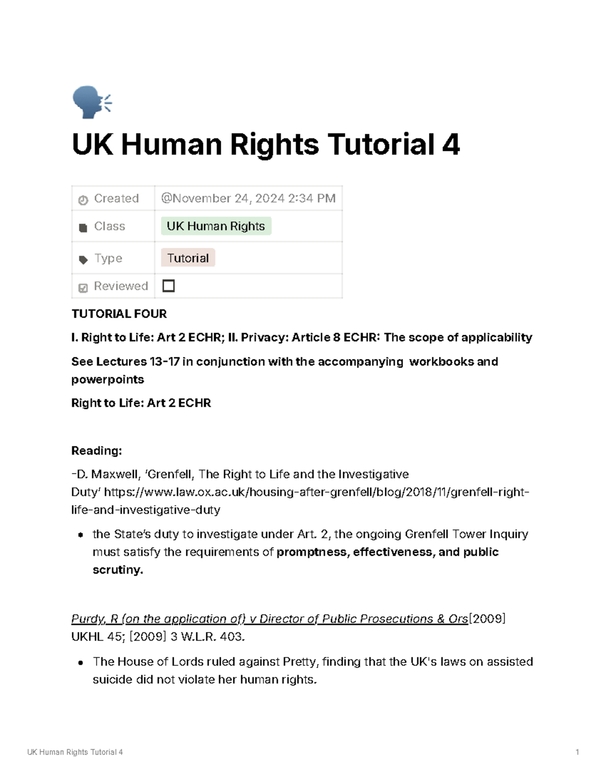 UK Human Rights Tutorial 4 - 🗣 UK Human Rights Tutorial 4 Created Class ...