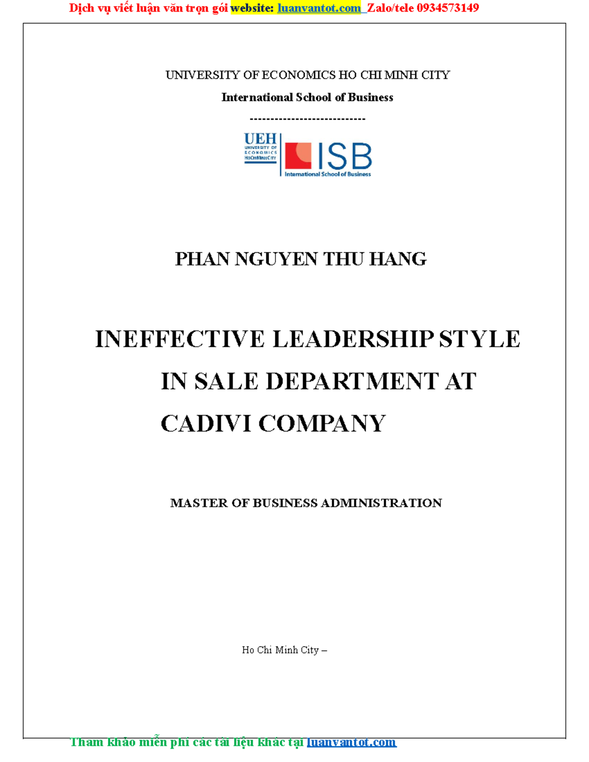 Ineffective Leadership Style In Sale Department At Cadivi Company ...