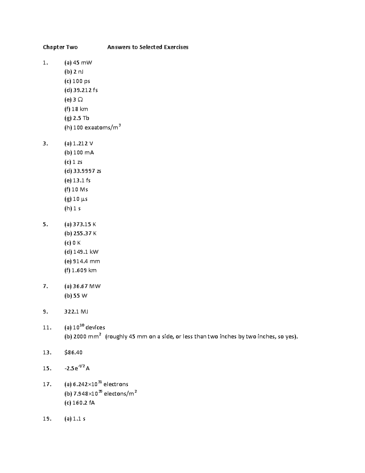Ch02 - 123 - Chapter Two Answers to Selected Exercises 1. (a) 45 mW (b ...