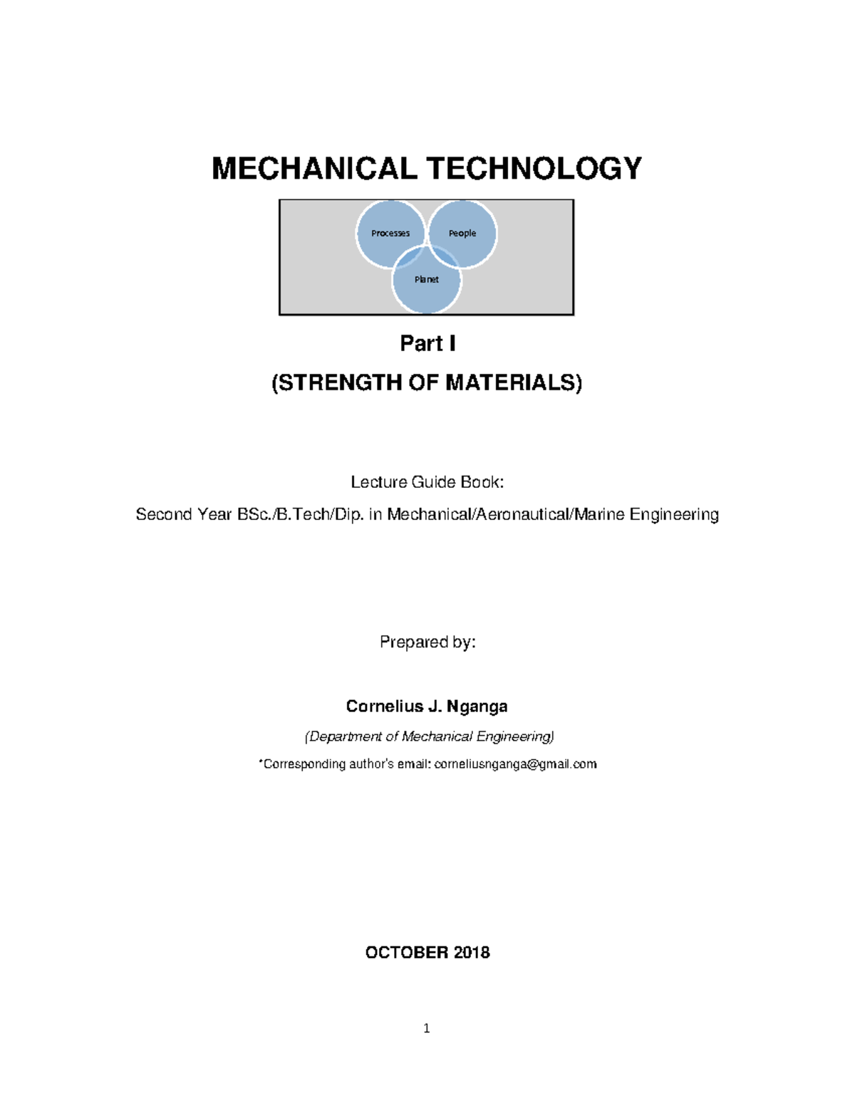 Strength of MaterialsNotes PDF By Nganga MECHANICAL TECHNOLOGY Part