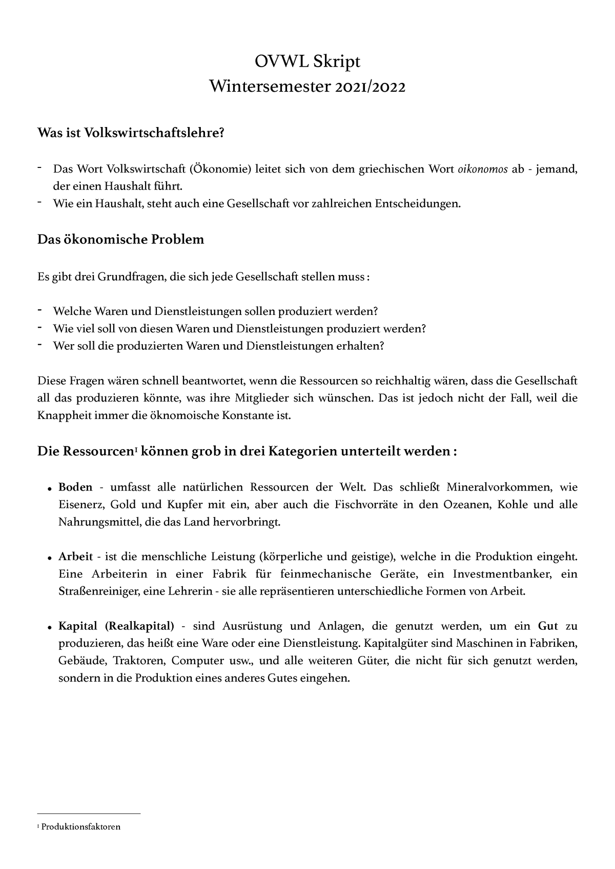 Einführung In Die Volkswirtschaftslehre Skript WiSe 21/22 Ingo Sauer ...