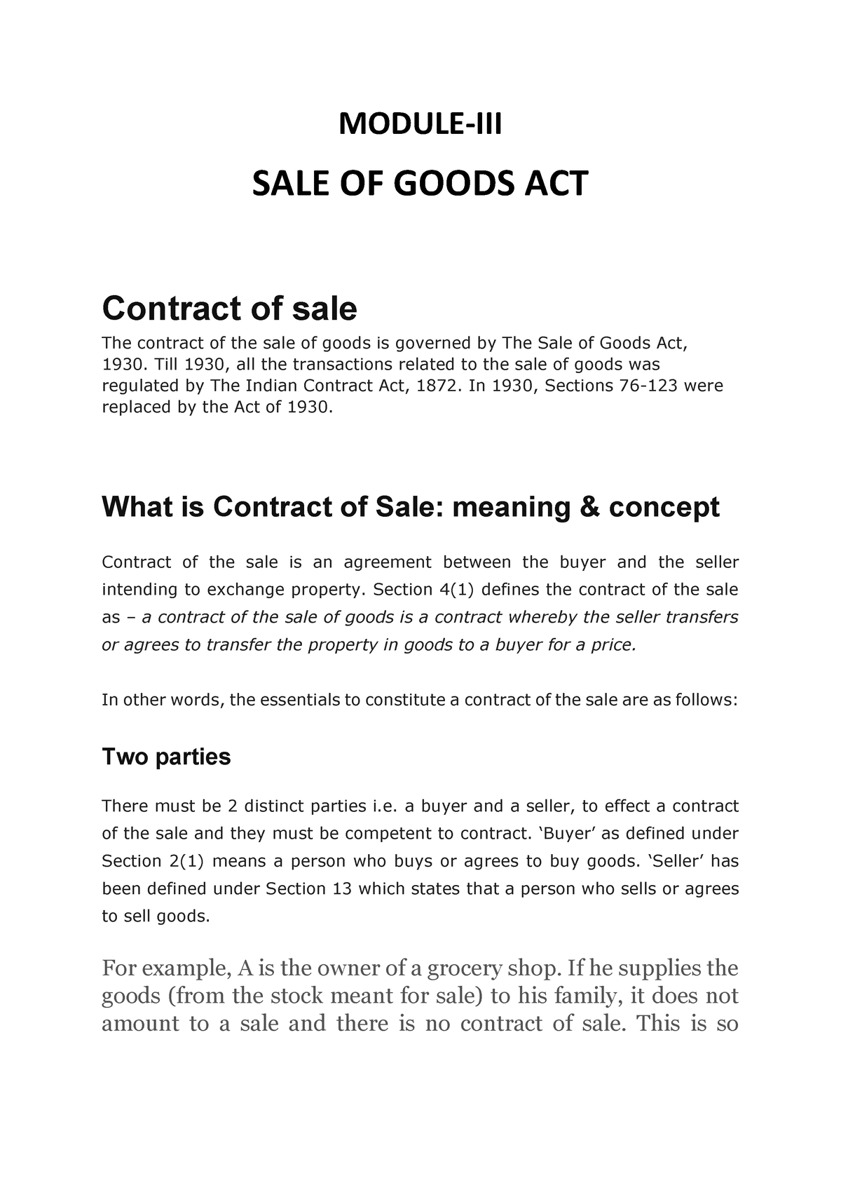 module-3-sales-of-good-act-indian-contract-act-studocu