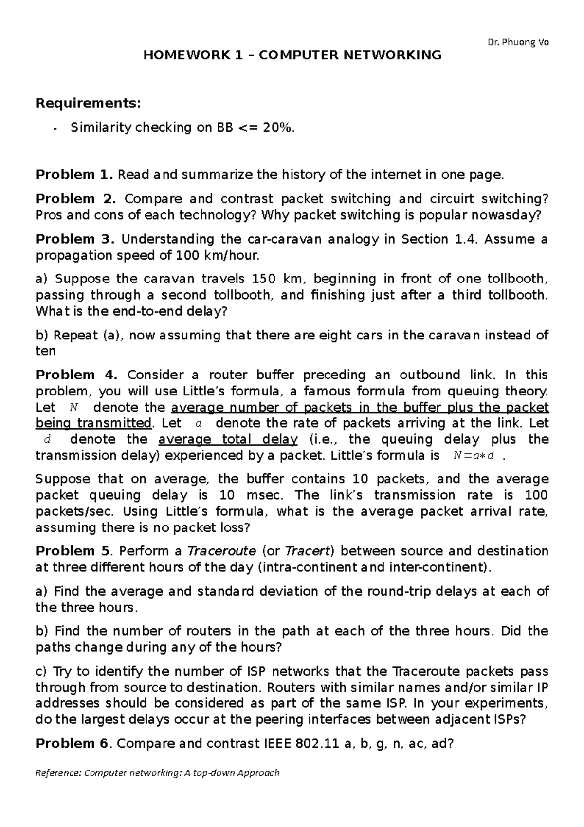 Homework 1 - Lecture notes 1 - Dr. Phuong Vo HOMEWORK 1 – COMPUTER ...