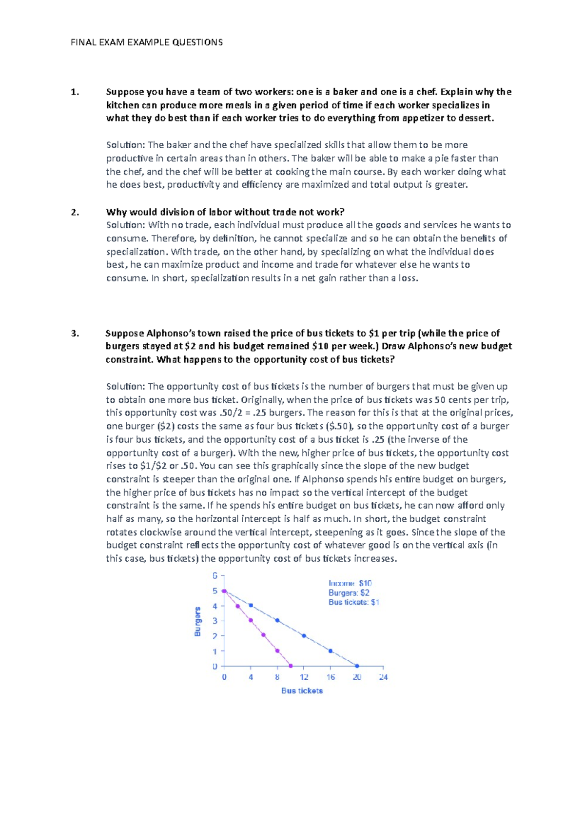 Final Exam Sample questions - Suppose you have a team of two workers ...