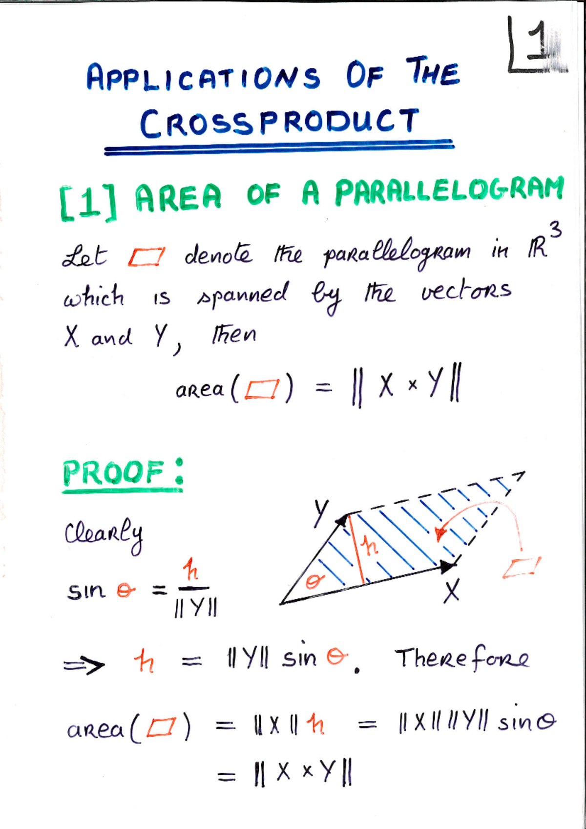 Area And The Cross Product - EL HPPLICHTIONS OF THE CROSSPRODUCT [1 ...