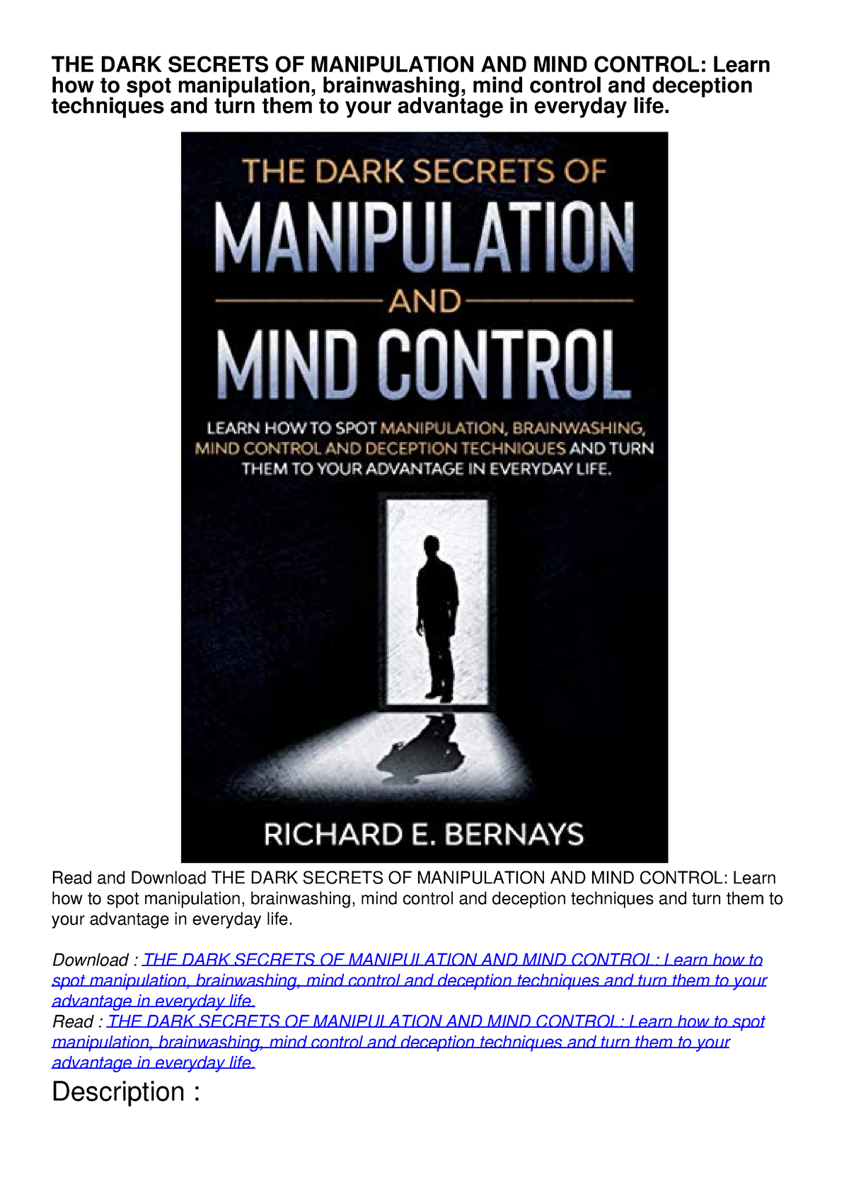 READ THE DARK SECRETS OF MANIPULATION AND MIND CONTROL: Learn how to ...