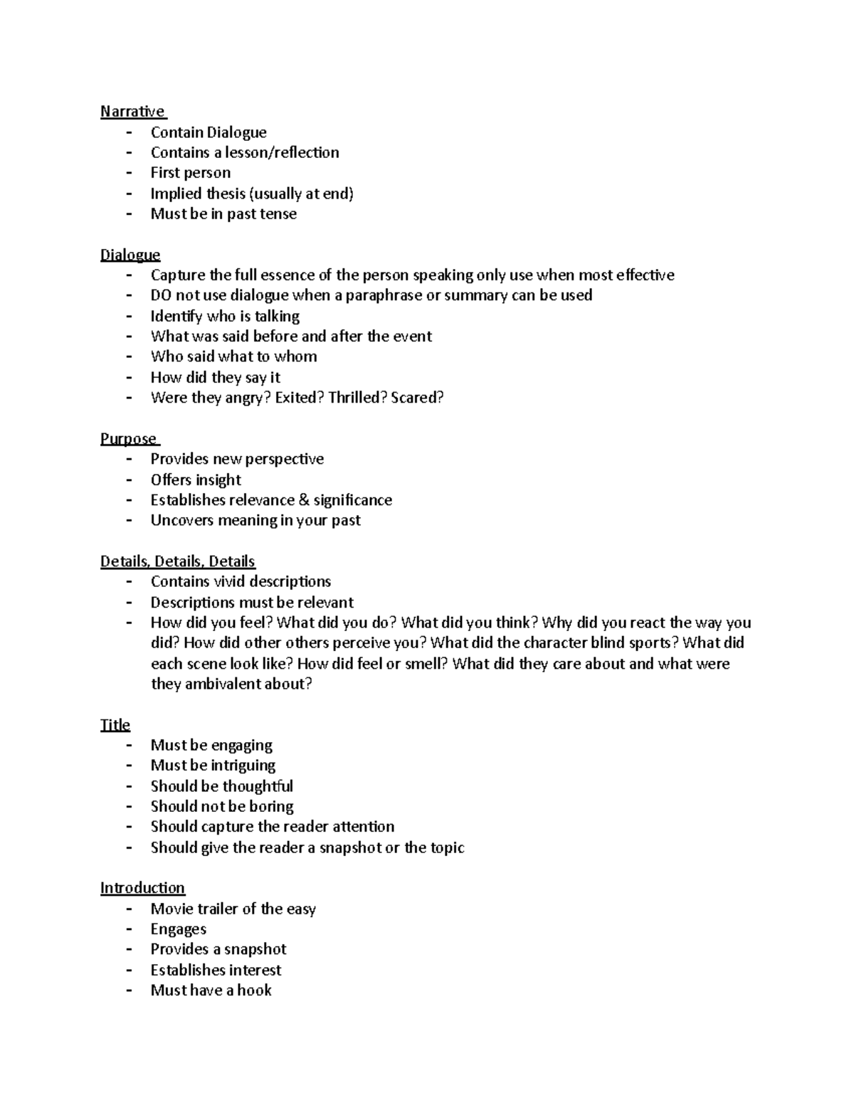 Narrative overview - Narrative Contain Dialogue Contains a lesson ...