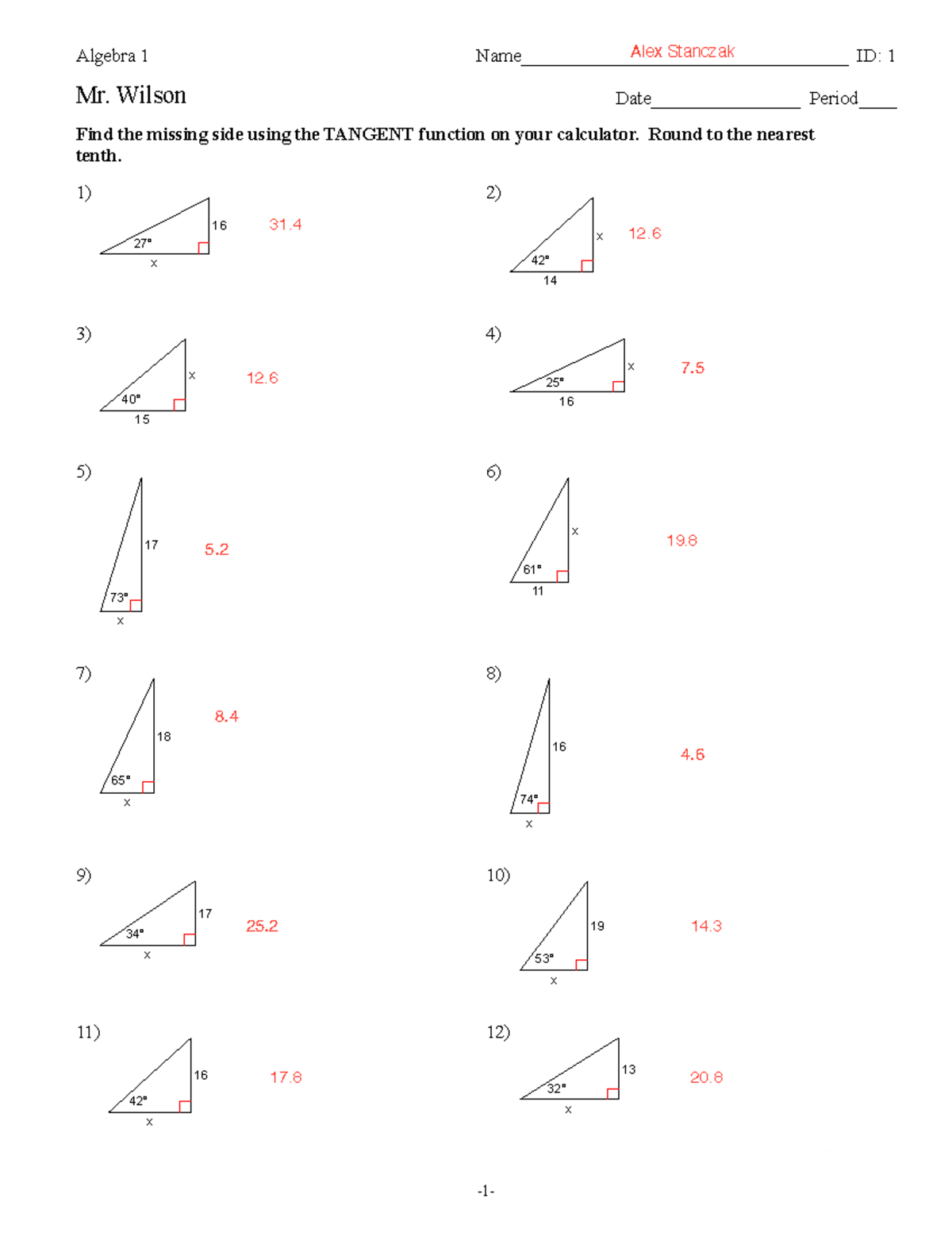 Missing side using tangent methods - ©V n 2 J 0 a 2 s 0 G NKhuCtmaS ...