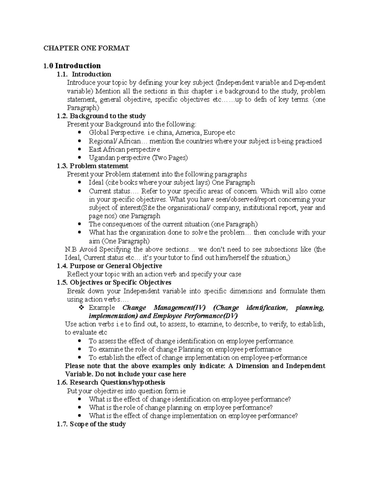 Chapter ONE Format - Report writing on land - CHAPTER ONE FORMAT 1 ...