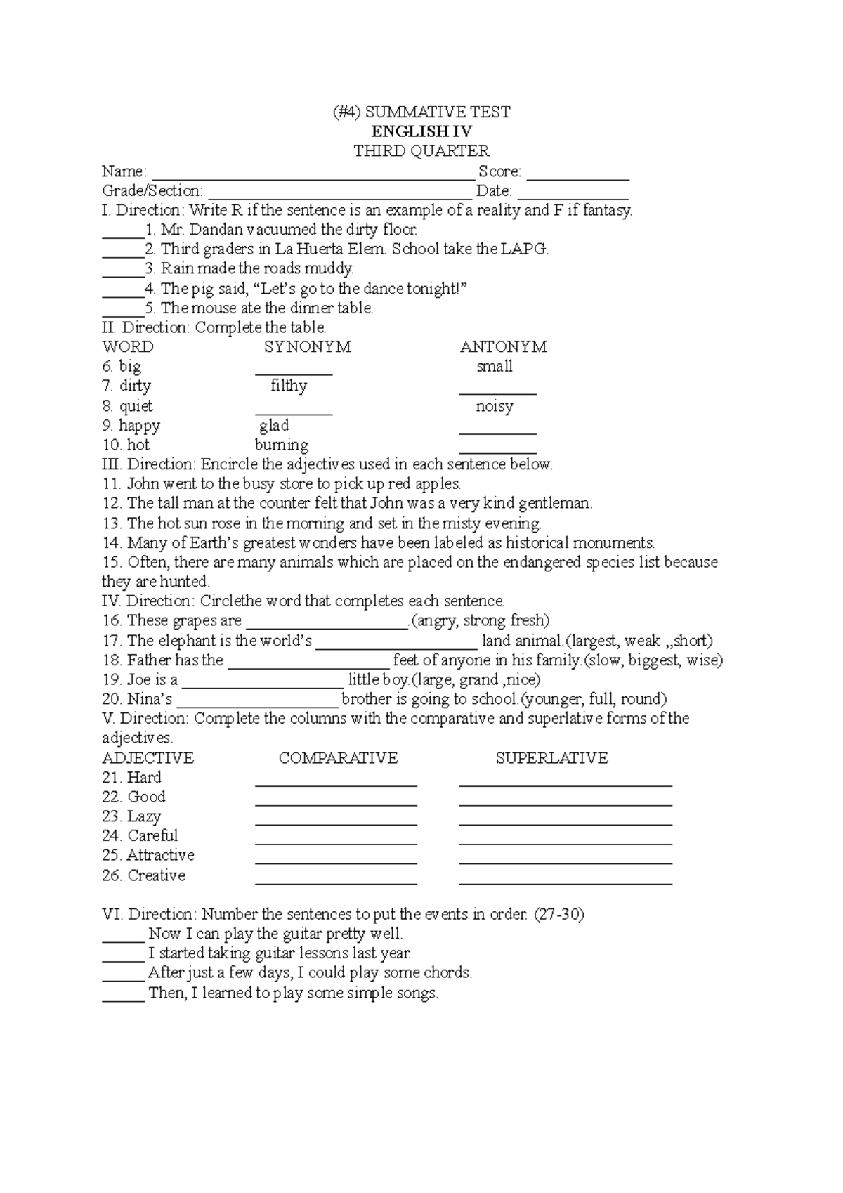 English 3rd quarter - ertyu 