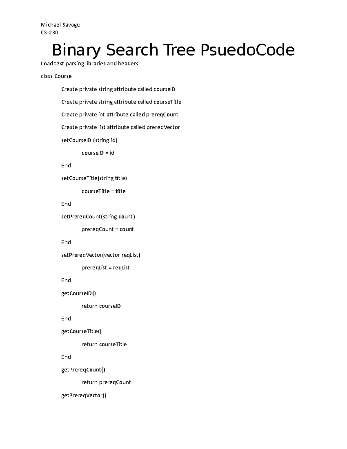 Binary Search Tree Psudeo Code - CS- Binary Search Tree PsuedoCode Load ...