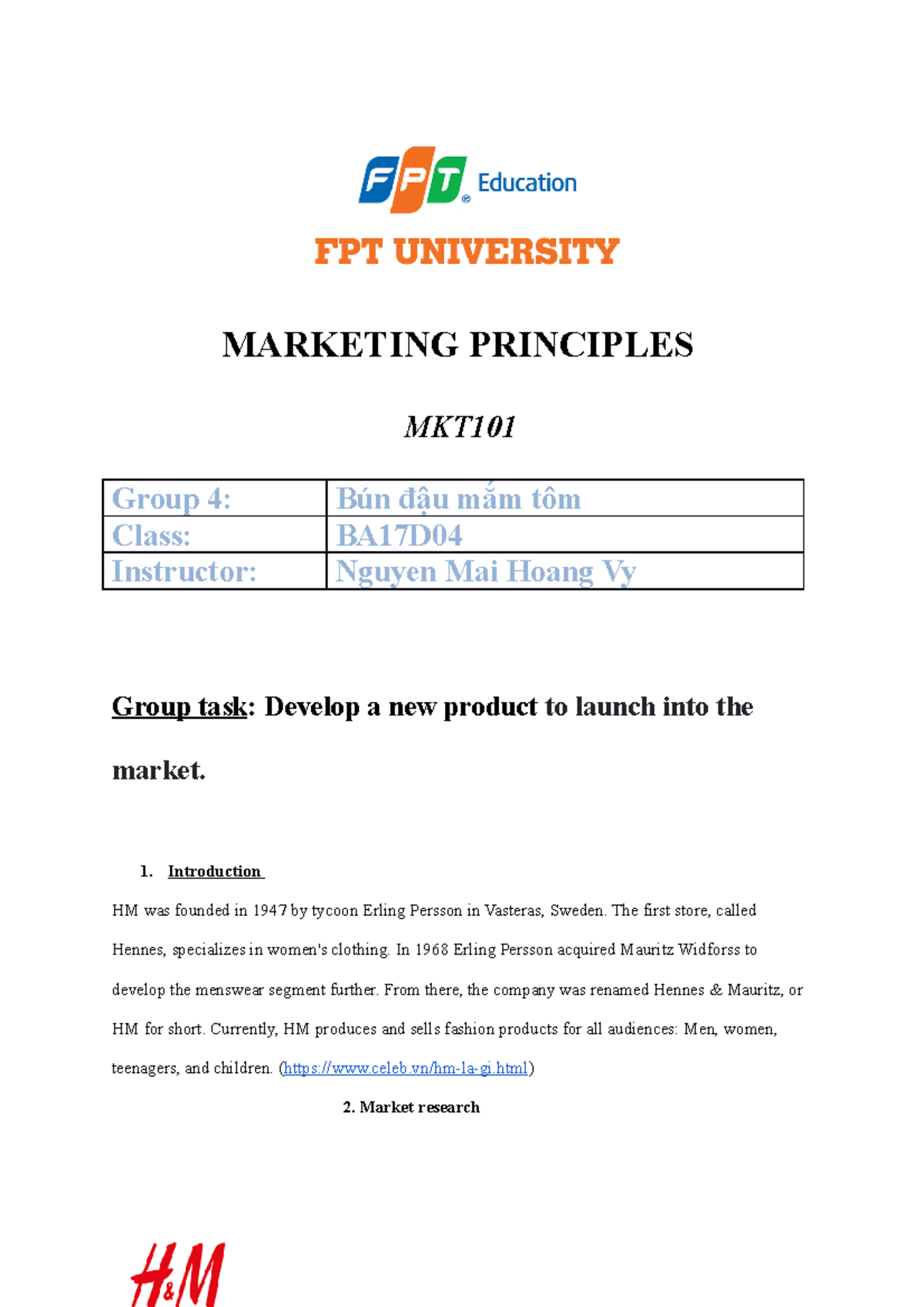 Group-task-MKT101 - Học - MARKETING PRINCIPLES MKT Group 4: Bún đậu Mắm ...