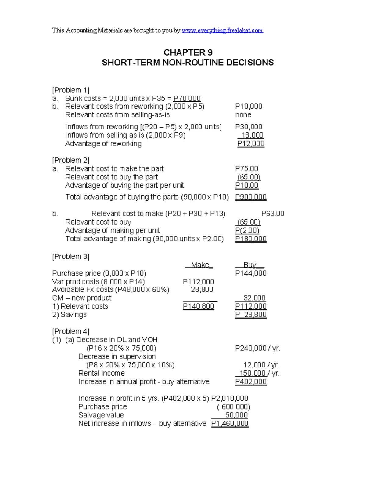 Short-term-non-routine-decisions compress - Financial Accounting And ...