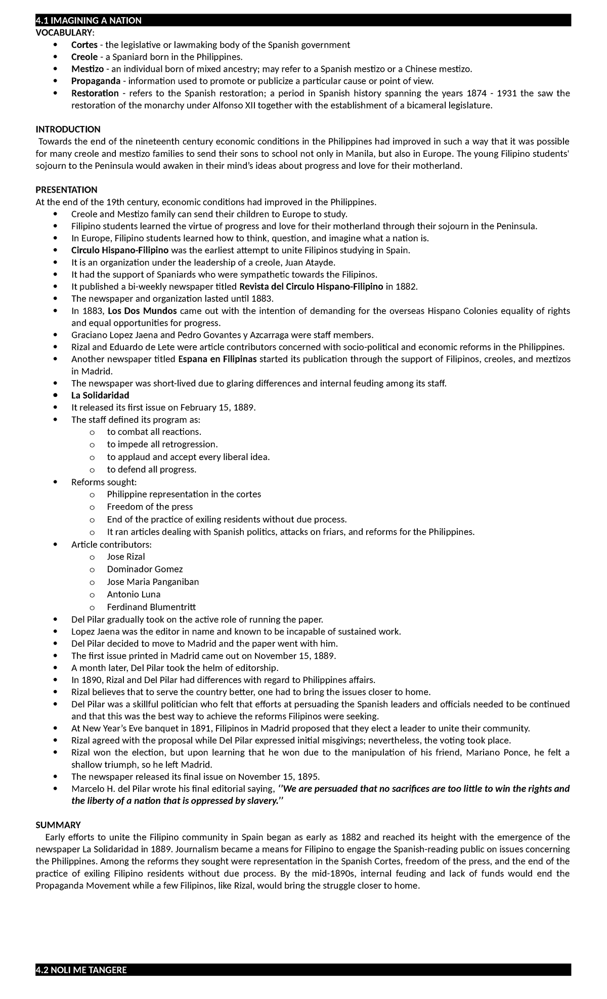 MODULE 5_LIFE AND WORKS OF RIZAL - 4 IMAGINING A NATION VOCABULARY ...