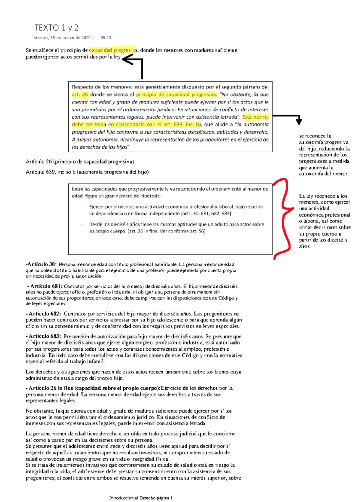 Introduccion al Derecho - Se establece el principio de capacidad ...