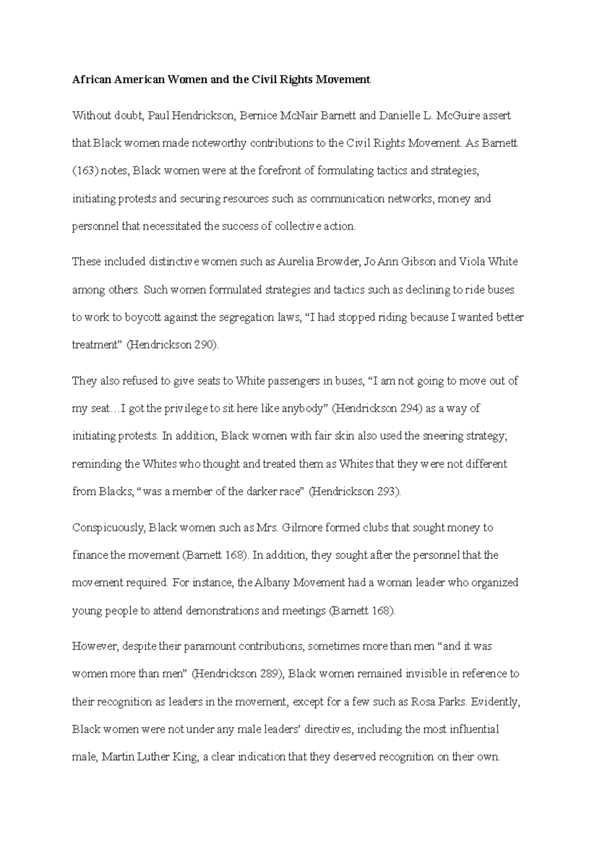 African American Women and the Civil Rights Movement - McGuire assert ...