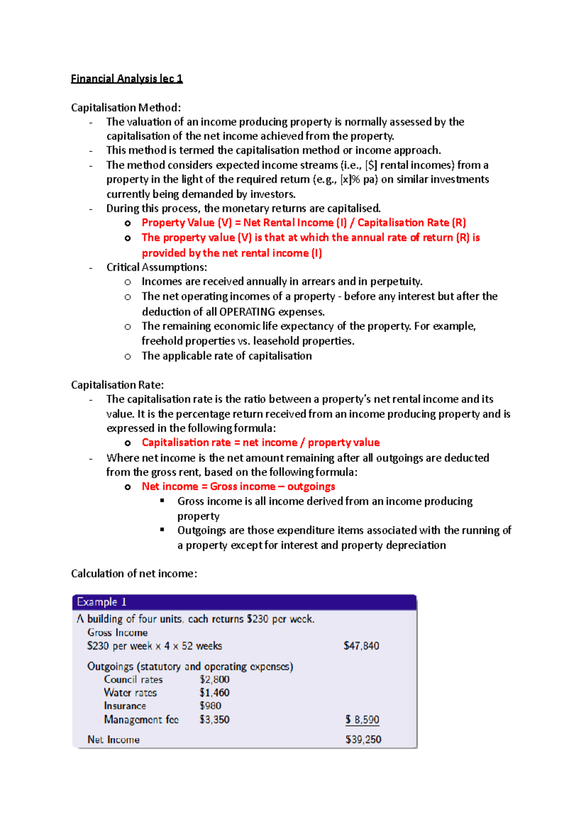 Financial Analysis lec 1 - capitalisation principles - Financial ...