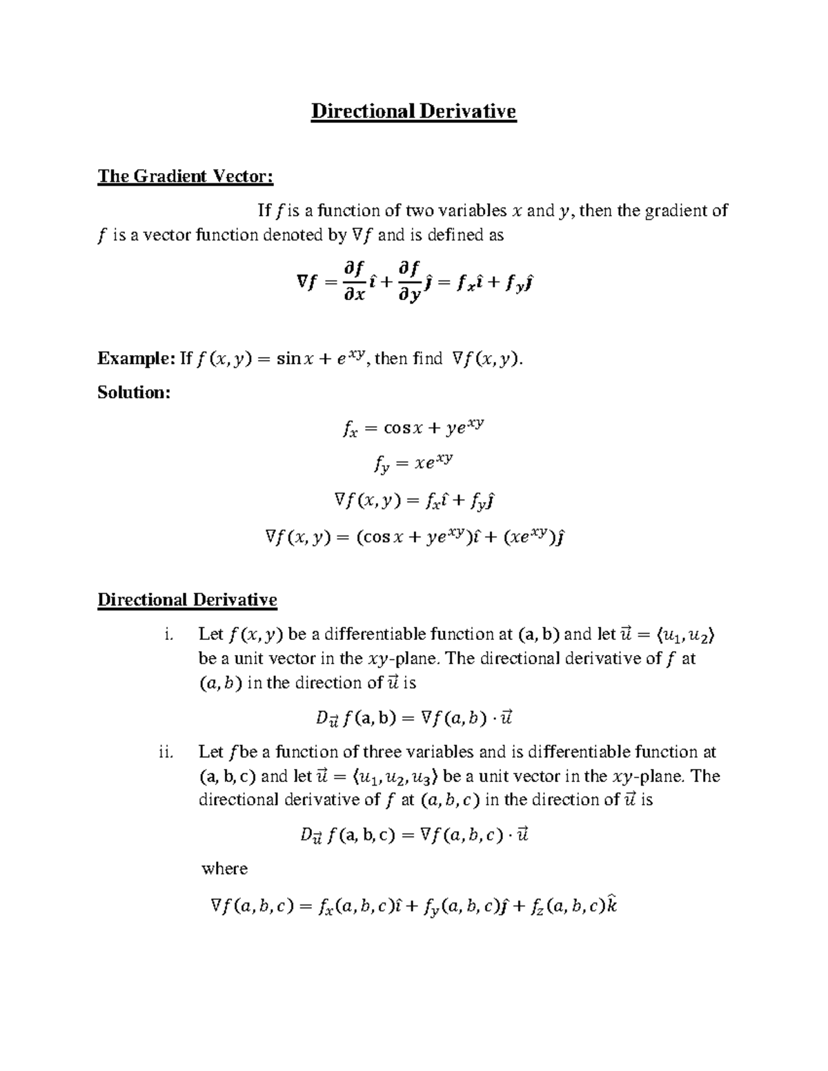 Lec 24 Directional Derivative - Directional Derivative The Gradient ...