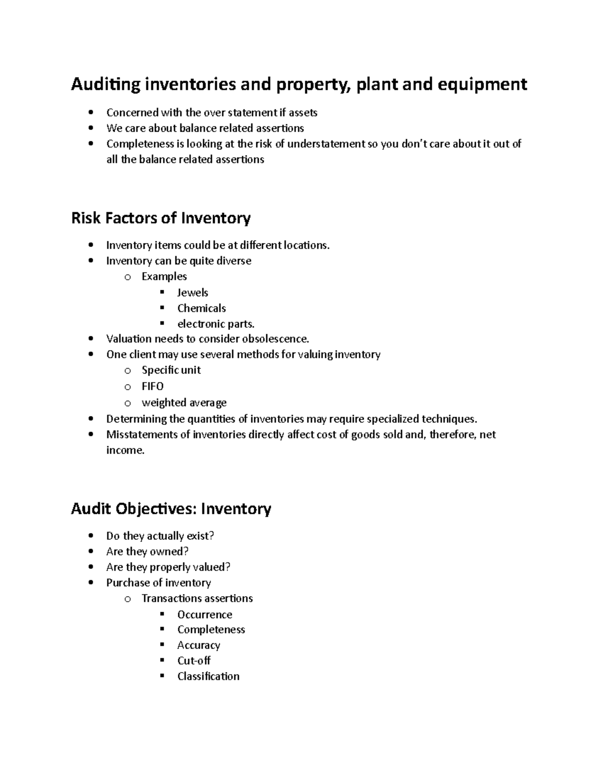 Ch 11 - Lecture Notes Chapter 11 - Auditing Inventories And Property ...