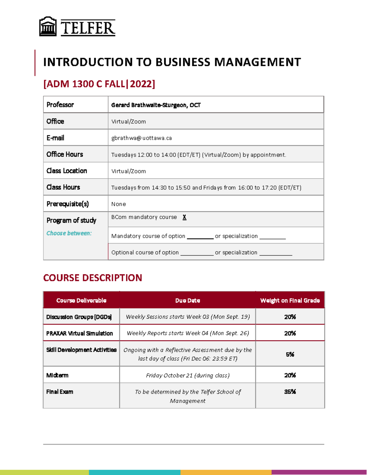 Adm 1300 C Intro To Bus Mgt Course Outline Fall 2022 Introduction To Business Management Adm Adm 1300 C Intro To Bus Mgt Course Outline Fall 2022 Introduction To Business Management Adm