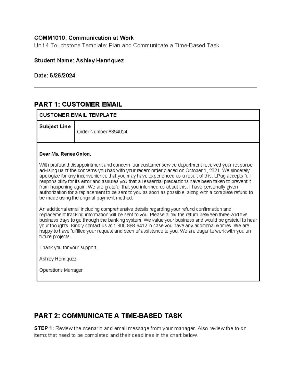 Unit 4 Touchstone - Communication at Work - COMM1010: Communication at ...