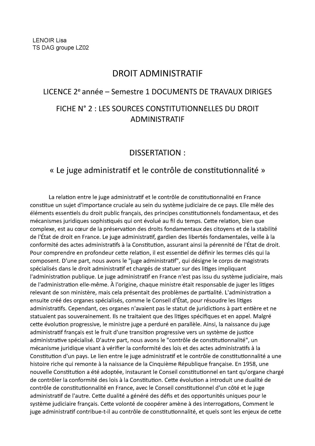 dissertation le juge administratif juge constitutionnel